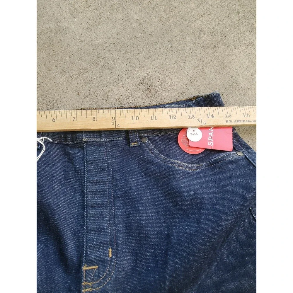 SPANX Wide Leg Denim Pants Raw Indigo Dark Size Large Tall